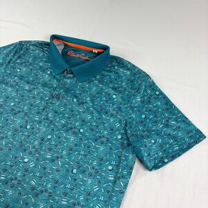 Robert Graham Shirt Mens XL Blue Golf Polo Geometric Performance Stretch